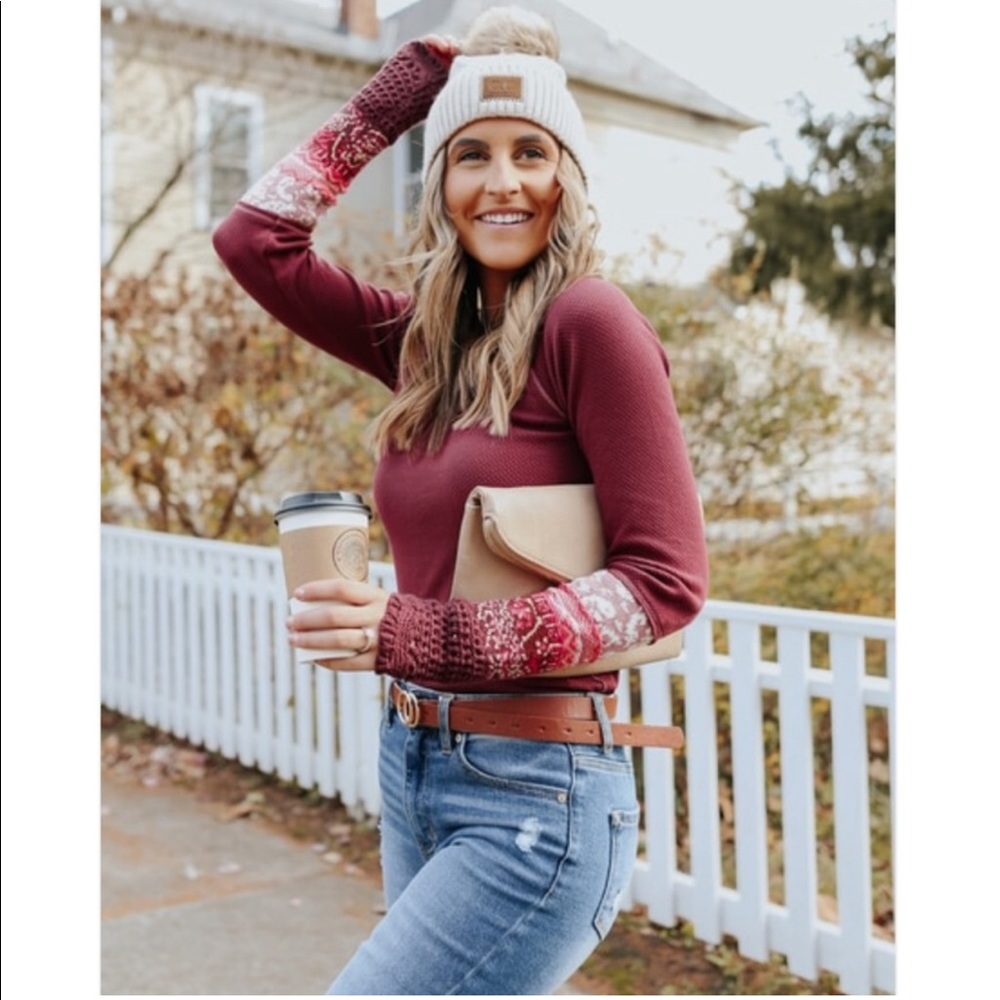 NEW Free People In The Mix Cuff Top in Rio Vino - Picture 11 of 13